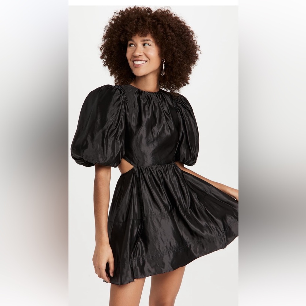 Aje beaded fringe black mini dress